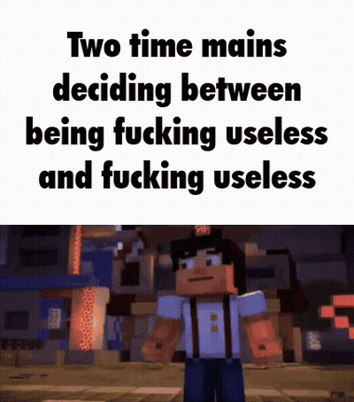 Two Time Mains Deciding Between Useless And Fucking Useless In Minecraft GIF