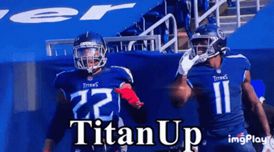 Two Titans Football Players Celebrate Touchdown GIF