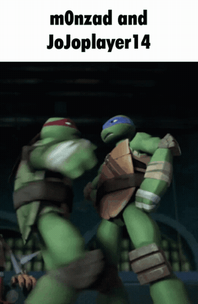 Two TMNT Fighting Monzad And Jojoplayer14 GIF