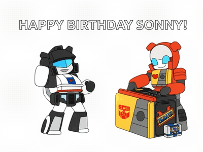Two Transformers Happy Birthday Sonny GIF