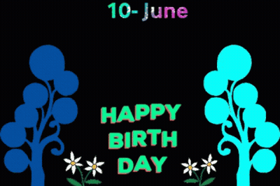 Two Trees Black Background Happy Birth Day GIF