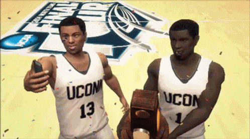 Two Uconn Basketball Players Taking A Selfie GIF