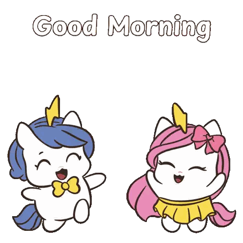 Two Unicorns Saying Good Morning Sticker
