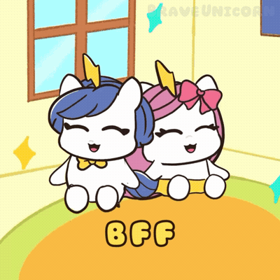 Two Unicorns Sitting Together BFF GIF