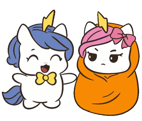 Two Unicorns Standing Next To Each Other Sticker