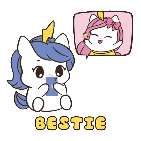 Two Unicorns Talking Saying Bestie Sticker