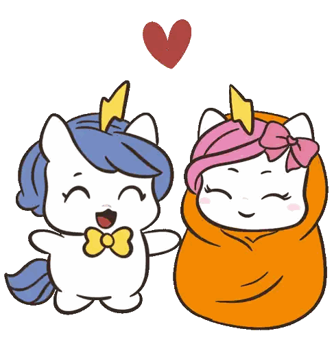 Two Unicorns With Heart Sticker