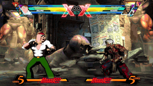Two Video Game Fighters Fighting 5 Level GIF