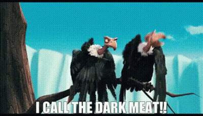 Two Vultures on Branch Saying I Call the Dark Meat