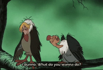 Two Vultures One Asking What They Want To Do GIF