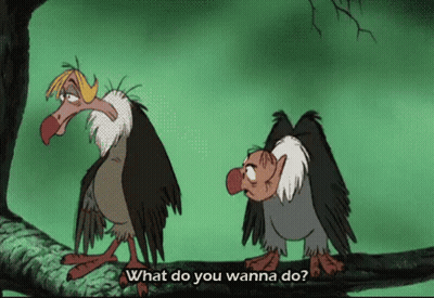 Two Vultures Standing Saying What Do You Wanna Do GIF