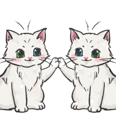 Two White Cats Sitting Next To Each Other Sticker