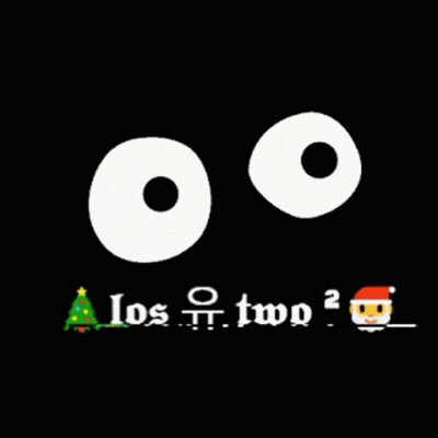 Two White Circles And Christmas Tree On Black GIF