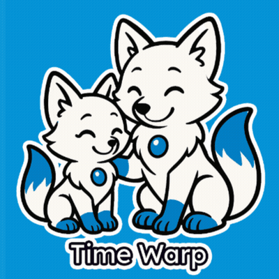 Two White Foxes Sitting With Time Warp GIF
