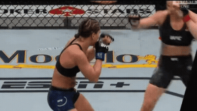 Two Women Are Fighting In A Ring With A Sign That Says Joker Stars GIF