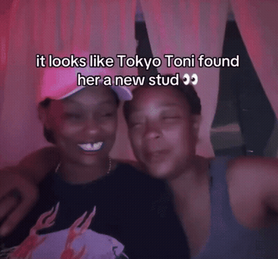 Two Women Are Kissing And The Caption Says It Looks Like Tokyo Toni Found Her A New Stud GIF