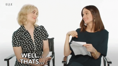 Two Women Are Sitting In Chairs And One Of Them Is Saying Well Thats GIF