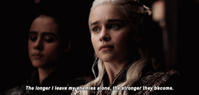 Two Women Are Sitting Next To Each Other And One Of Them Says The Longer I Leave My Enemies Alone GIF