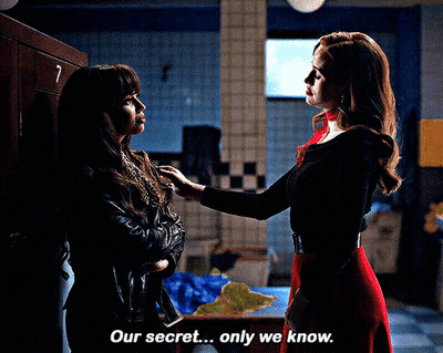 Two Women Are Standing Next To Each Other And One Of Them Is Saying " Our Secret Only We Know " GIF