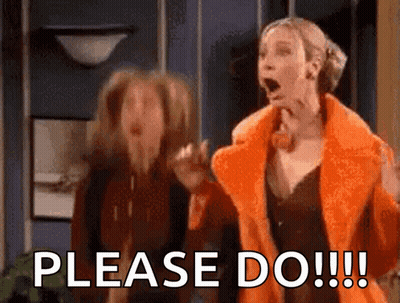 Two Women Are Standing Next To Each Other With One Saying Please Do GIF