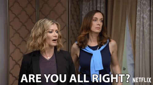 Two Women Standing With Are You All Right GIF