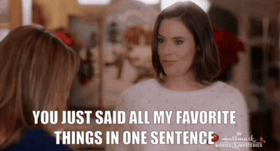 Two Women Are Talking To Each Other And One Of Them Is Saying You Just Said All My Favorite Things In One Sentence GIF