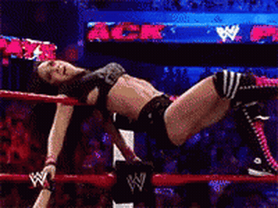 Two Women Are Wrestling In A Ring And One Of Them Has A W Logo On Her Shirt GIF