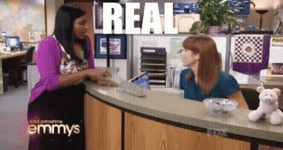 Two Women At Counter Saying Real GIF