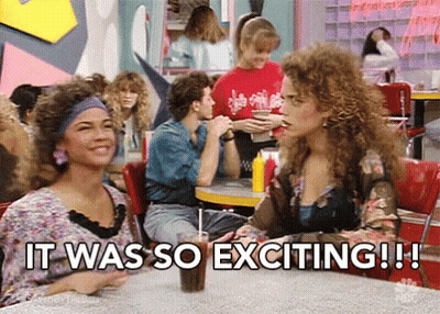 Two Women At Diner Saying It Was So Exciting GIF
