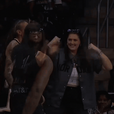 Two Women Clapping In Stadium Vor York Shirt GIF