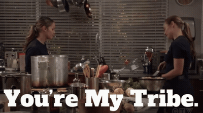 Two Women Cooking With You're My Tribe GIF