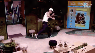Two Women Dancing In Front Of Workapoll Circle GIF