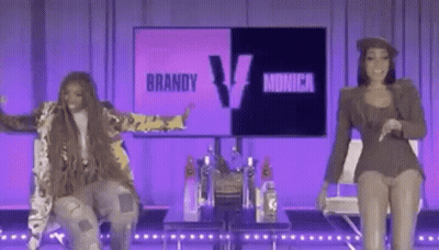 Two Women Dancing On Stage In Front Of Television GIF