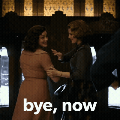 Two Women Dancing Saying Bye Now GIF
