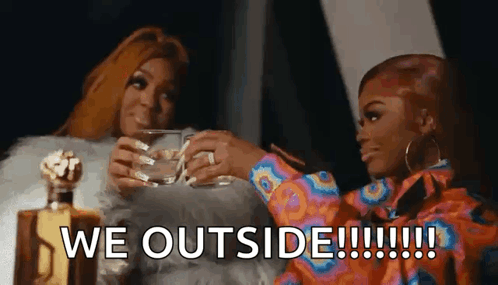 Two Women Drinking Water GIF
