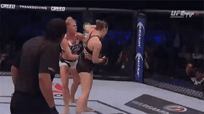 Two Women Fighting In Boxing Ring GIF