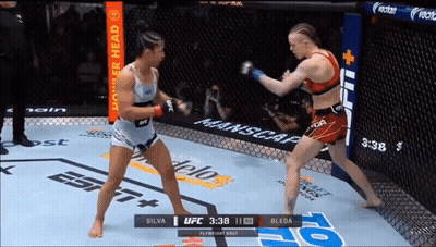 Two Women Fighting In Boxing Ring With Power Head Banner GIF