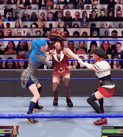 Two Women Fighting In Wrestling Ring Kanatan GIF