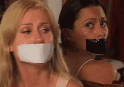 Two Women Gagged With Tape GIF