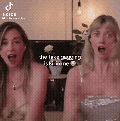 Two Women Gagging Fake Gagging Is Killin Me GIF