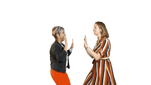 Two Women High Five And Smiling Sticker