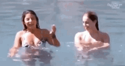 Two Women Holding Breath GIF