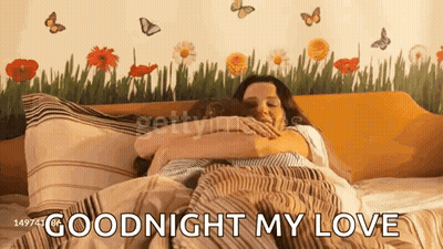 Two Women Hugging In Bed Goodnight My Love GIF