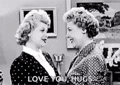 Two Women Hugging With Love You Hugs Text GIF
