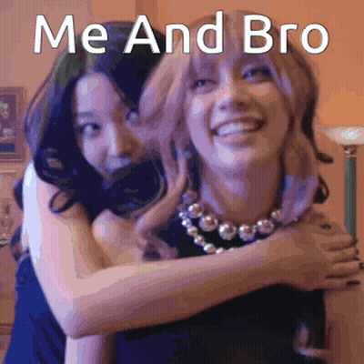 Two Women Hugging With Me And Bro GIF