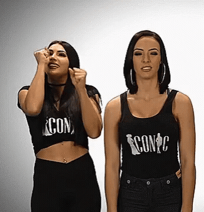 Two Women In Black Tank Tops Saying Icon GIF