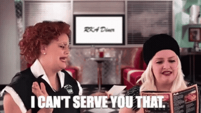 Two Women In Diner Saying I Can't Serve You That GIF