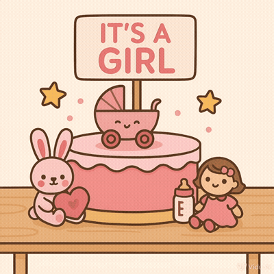 Two Women In Pink Flowers Saying It's A Girl GIF