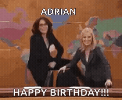 Two Women In Suits Laughing Man Says Happy Birthday GIF