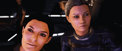 Two Women In Video Game Looking At Camera Virtual Collision A Mistake In Training GIF